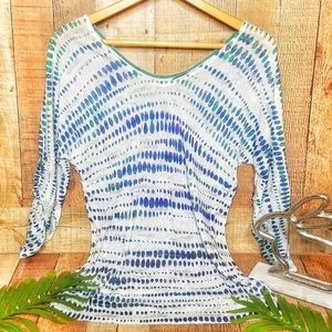 NIC+ZOE | Linen Blend Printed 3/4 Sleeve Top